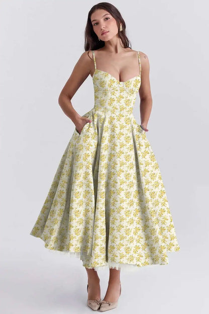 Spaghetti Strap A-Line Dress Women 2025 Vacation Elegant Evening Midi Summer Dress Backless Party Sexy Dress Vestidos