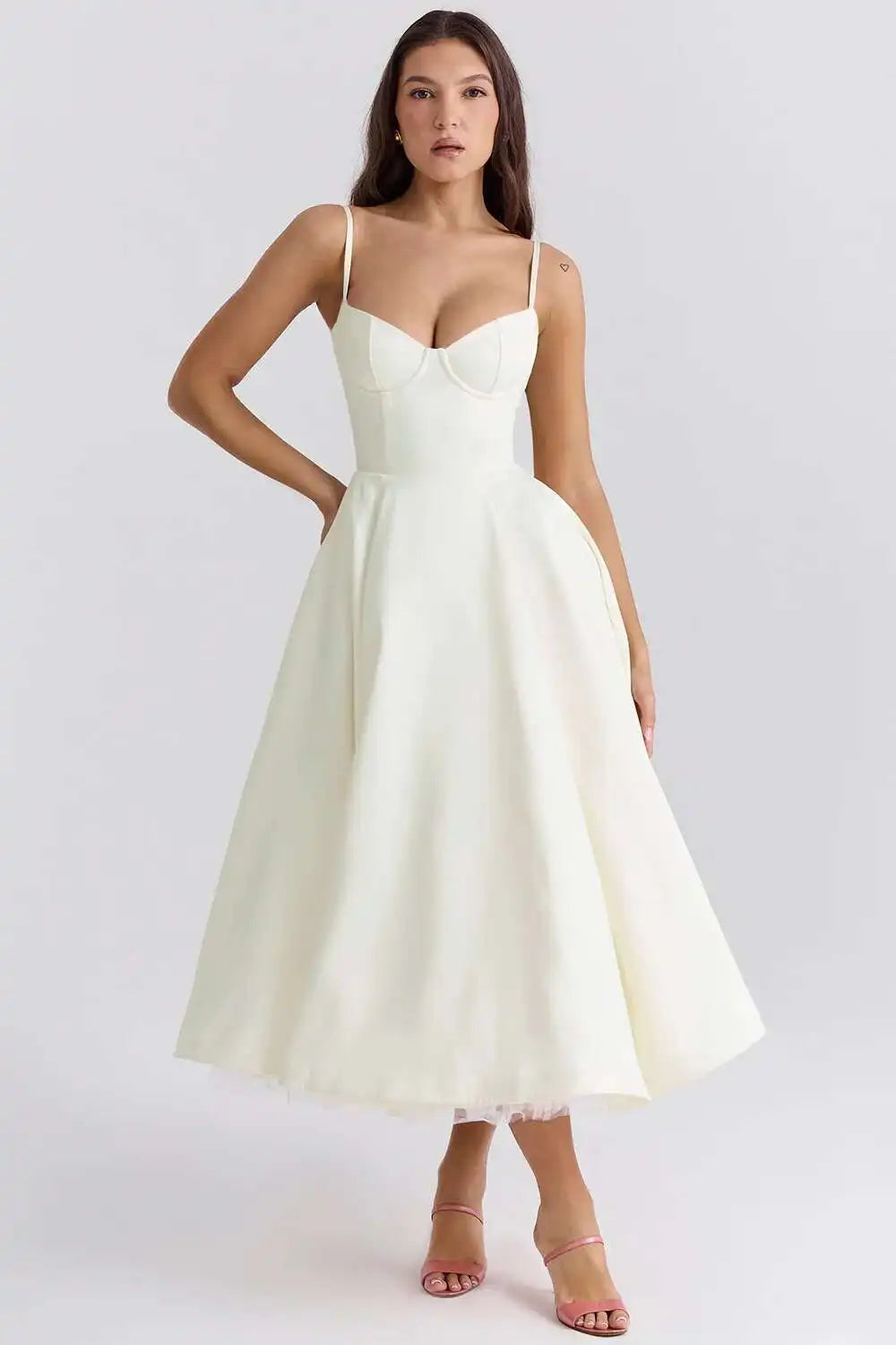 Spaghetti Strap A-Line Dress Women 2025 Vacation Elegant Evening Midi Summer Dress Backless Party Sexy Dress Vestidos