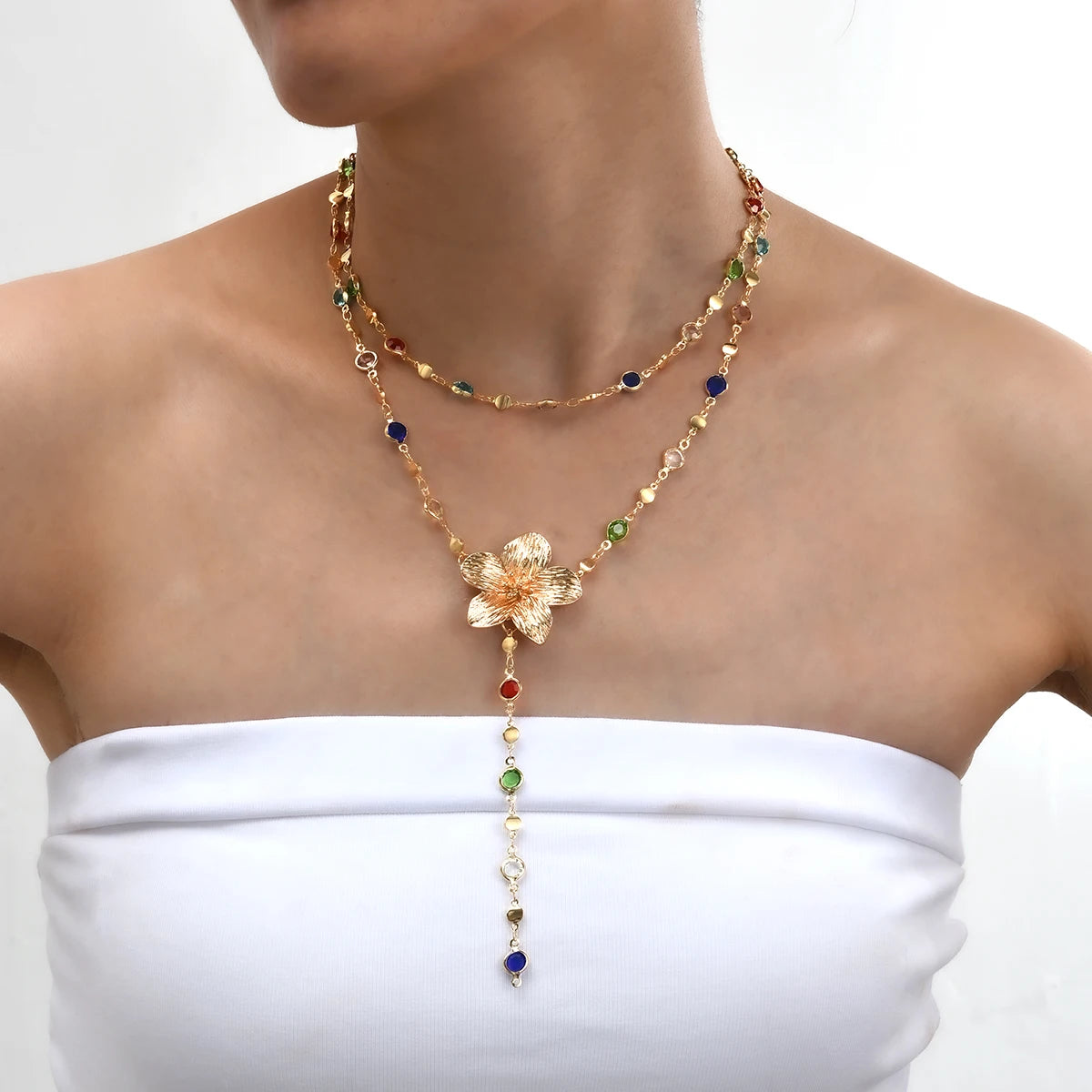 luxury necklace with golden flower