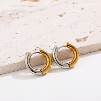 Fashion Glossy Stainless Steel Chunky Hoop Earrings for Women Gold Plated Thick Texture Geometric Circle Earring Vintage Jewelry
