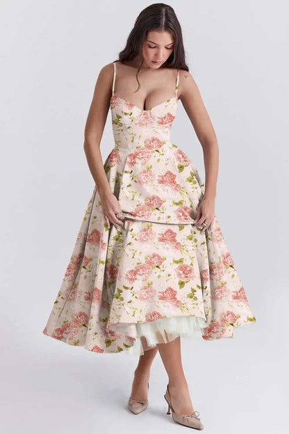Spaghetti Strap A-Line Dress Women 2025 Vacation Elegant Evening Midi Summer Dress Backless Party Sexy Dress Vestidos