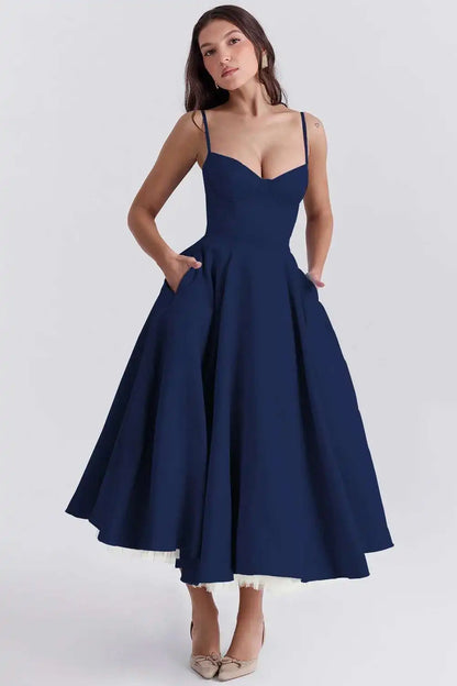 Spaghetti Strap A-Line Dress Women 2025 Vacation Elegant Evening Midi Summer Dress Backless Party Sexy Dress Vestidos