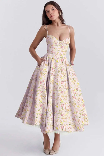 Spaghetti Strap A-Line Dress Women 2025 Vacation Elegant Evening Midi Summer Dress Backless Party Sexy Dress Vestidos